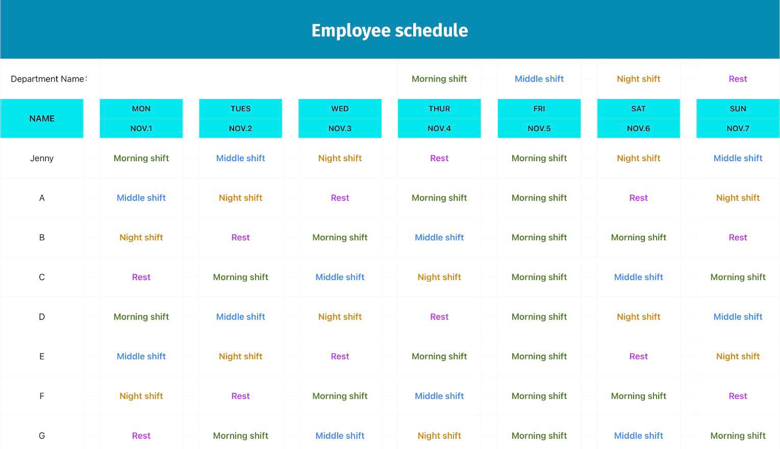 Employee schedule